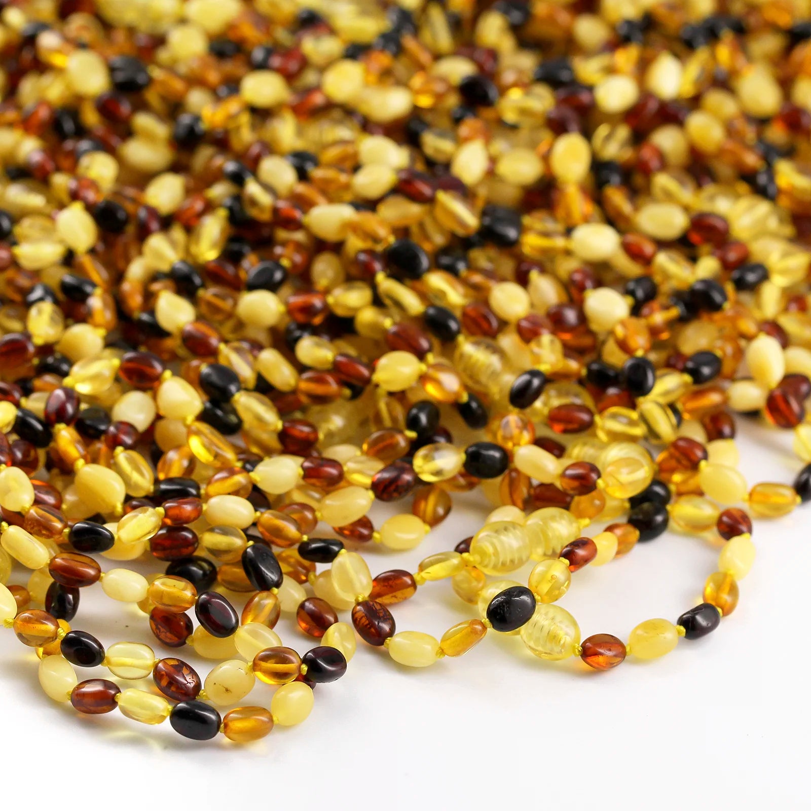 Baltic Amber Teething Necklace. Olive Multicolour 5mm - XO54M1