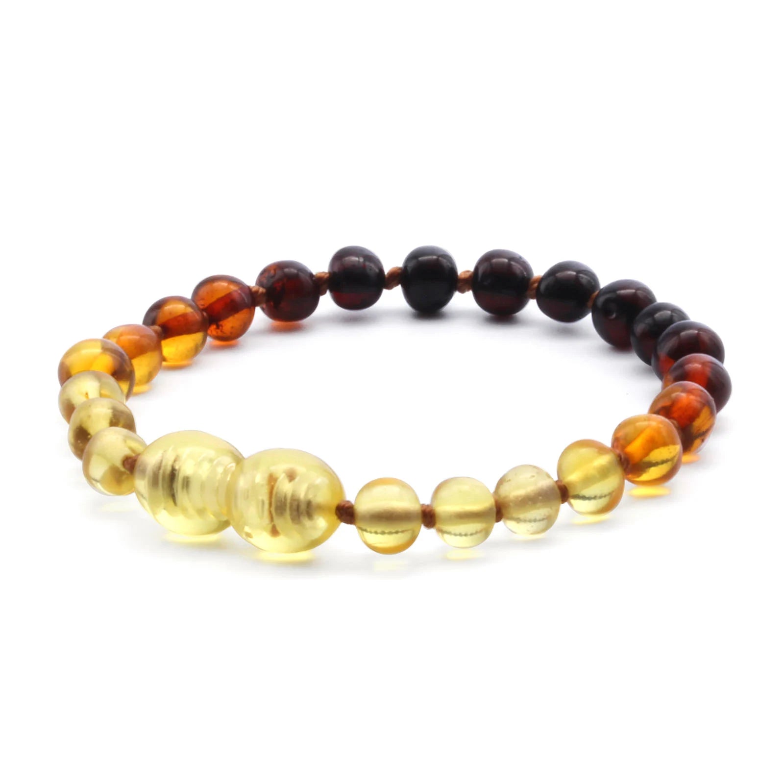 Baltic Amber Teething Bracelet. Baroque Rainbow 5mm - XB54R1