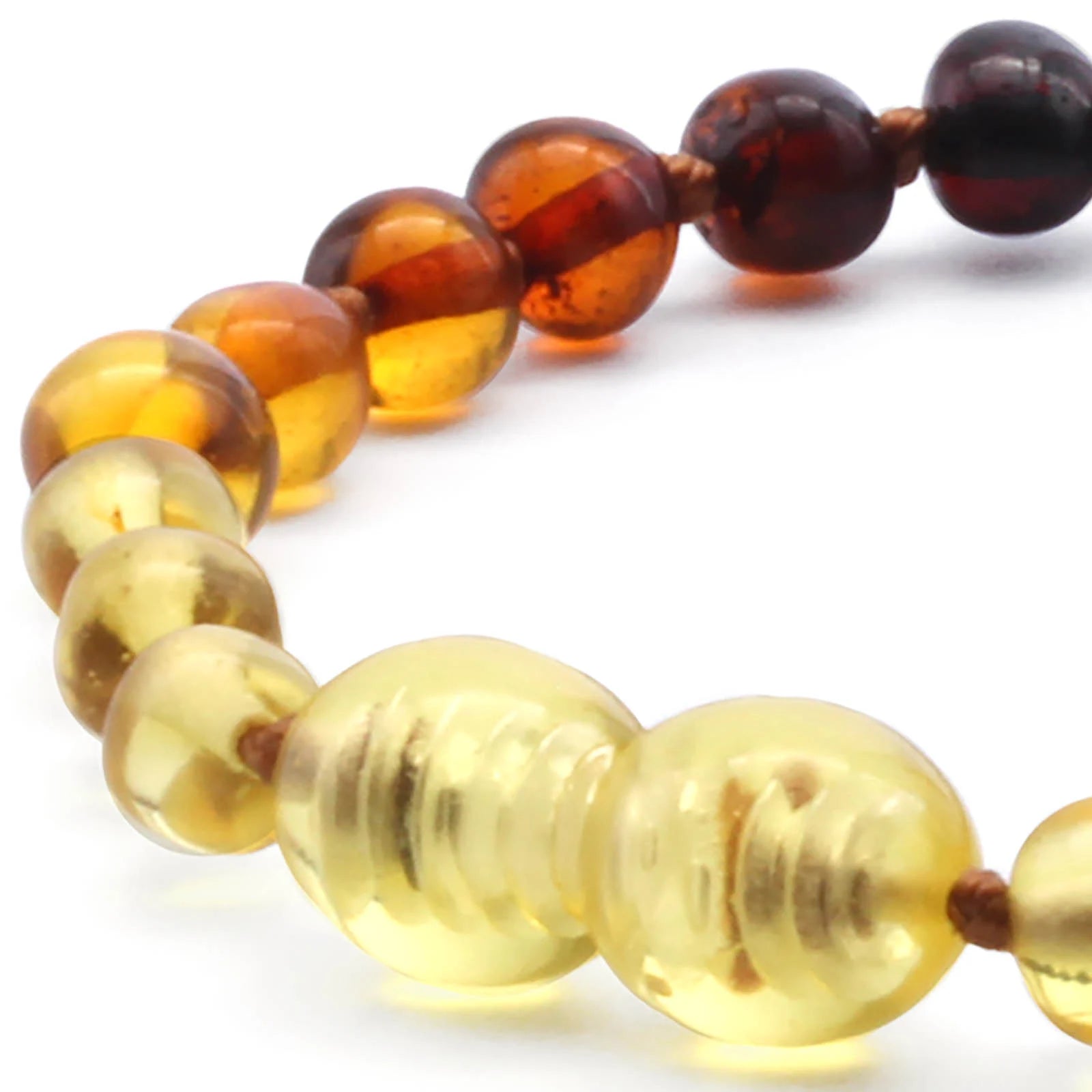 Baltic Amber Teething Bracelet. Baroque Rainbow 5mm - XB54R1