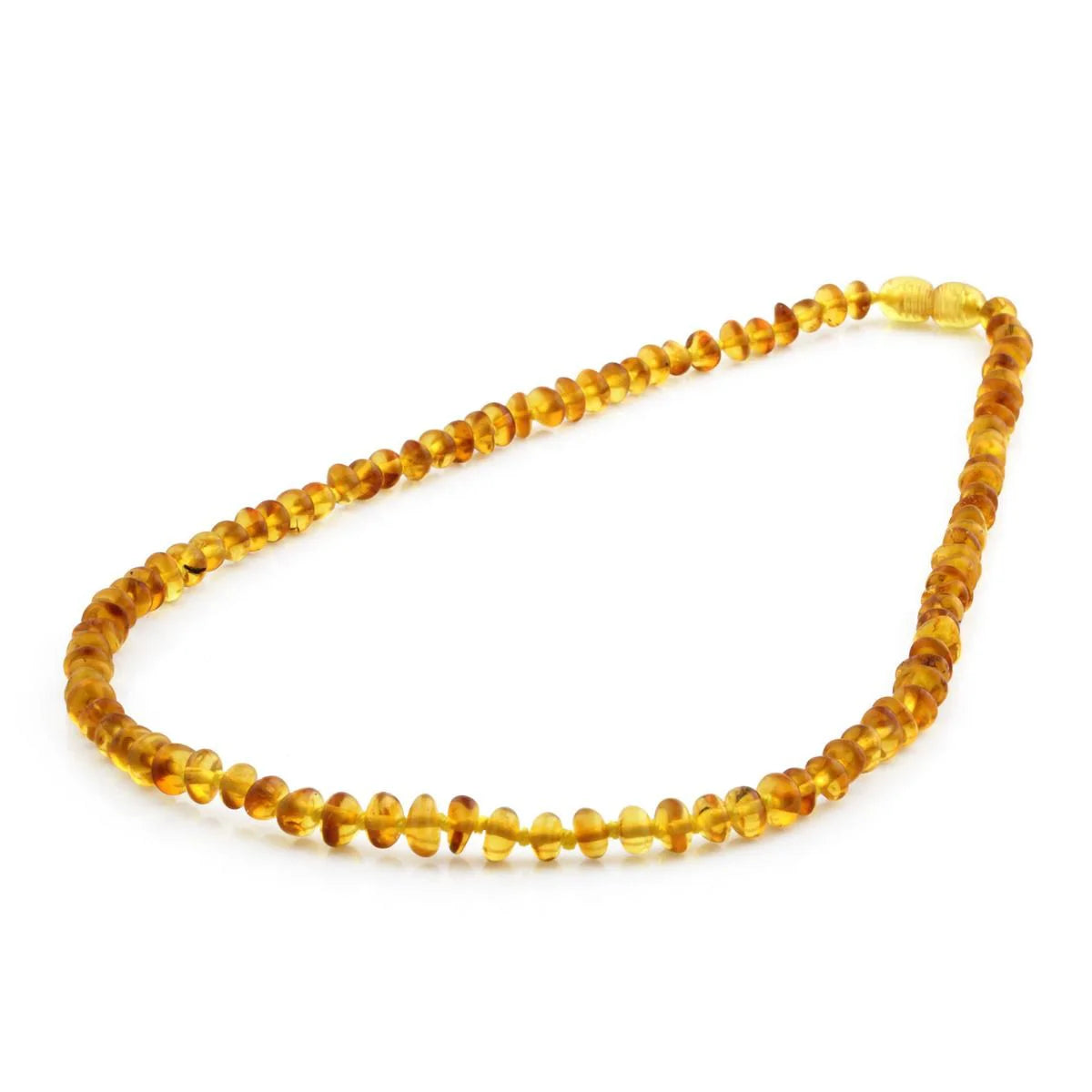 ADULT BALTIC AMBER NECKLACE. ROUNDEL LIGHT COGNAC 5X3 MM