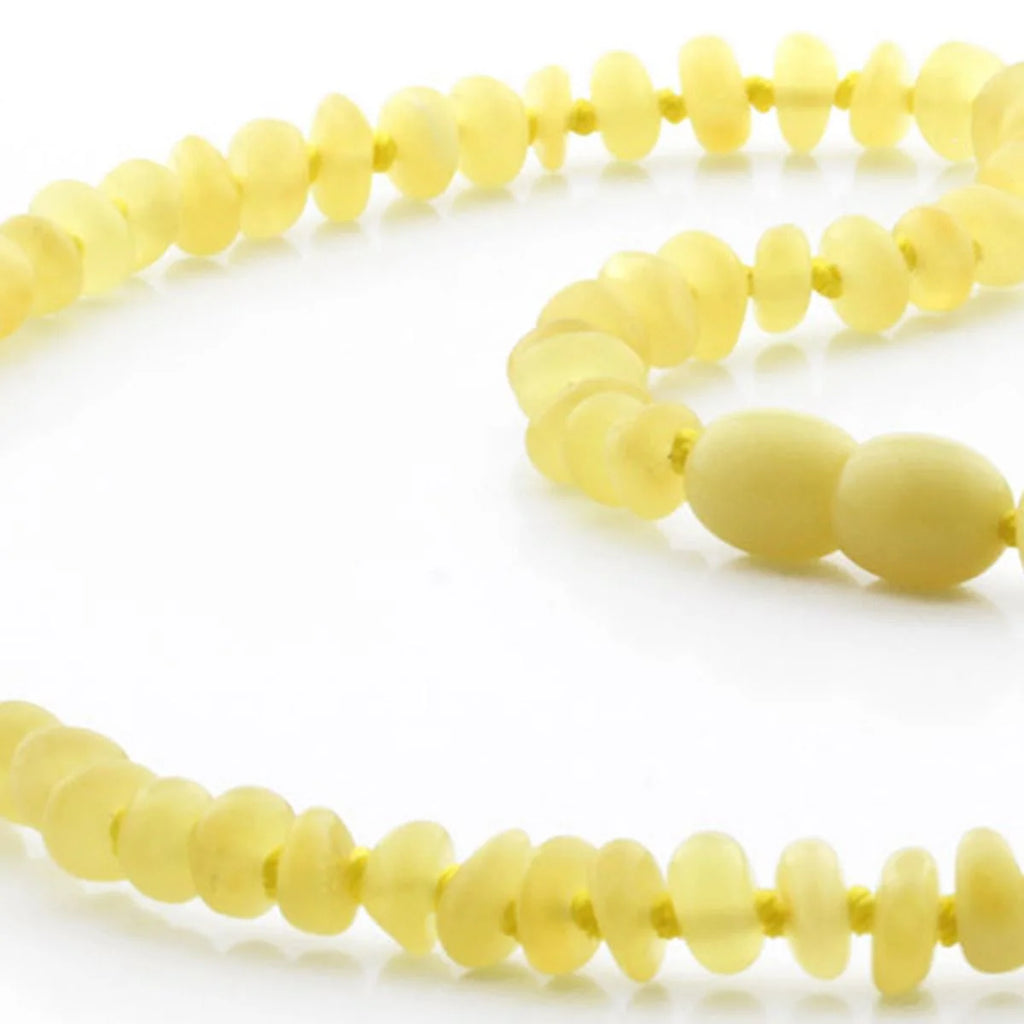 ADULT BALTIC AMBER NECKLACE. ROUNDEL MILKY YELLOW 5X3 MM