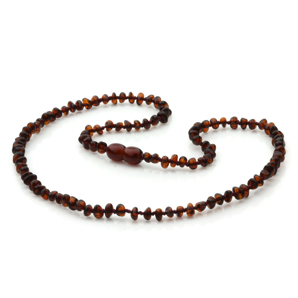 Adult Baltic Amber Necklace. Baroque Dark Cognac 4mm - BA149