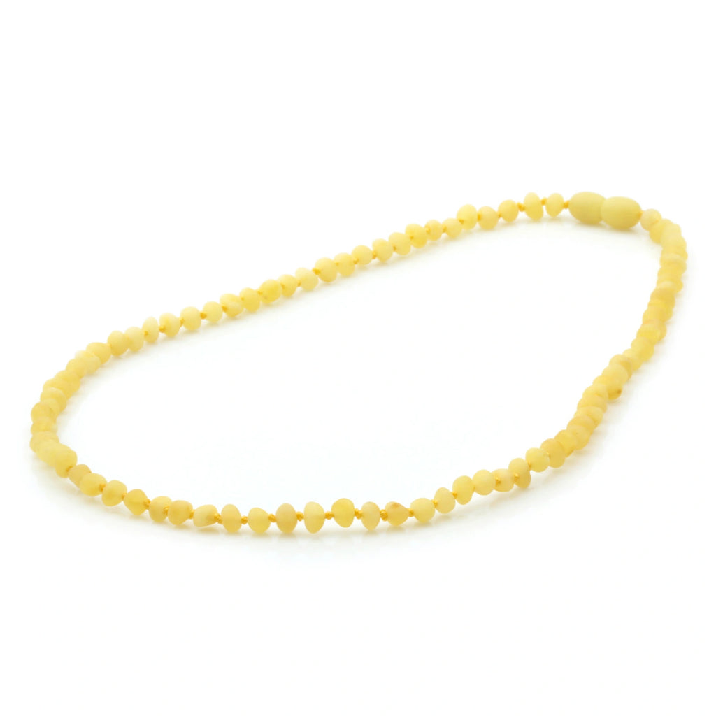 Adult Baltic Amber Necklace. Baroque Milky Yellow 4mm - BA147