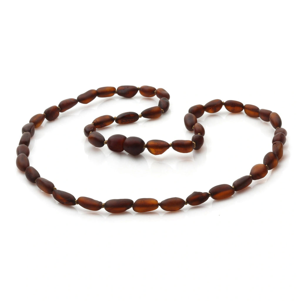 Adult Baltic Amber Necklace. Olive Dark Cognac Matte 5mm - OL45