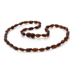 Adult Baltic Amber Necklace. Olive Dark Cognac Matte 5mm - OL45