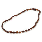 Adult Baltic Amber Necklace. Olive Dark Cognac Matte 5mm - OL45