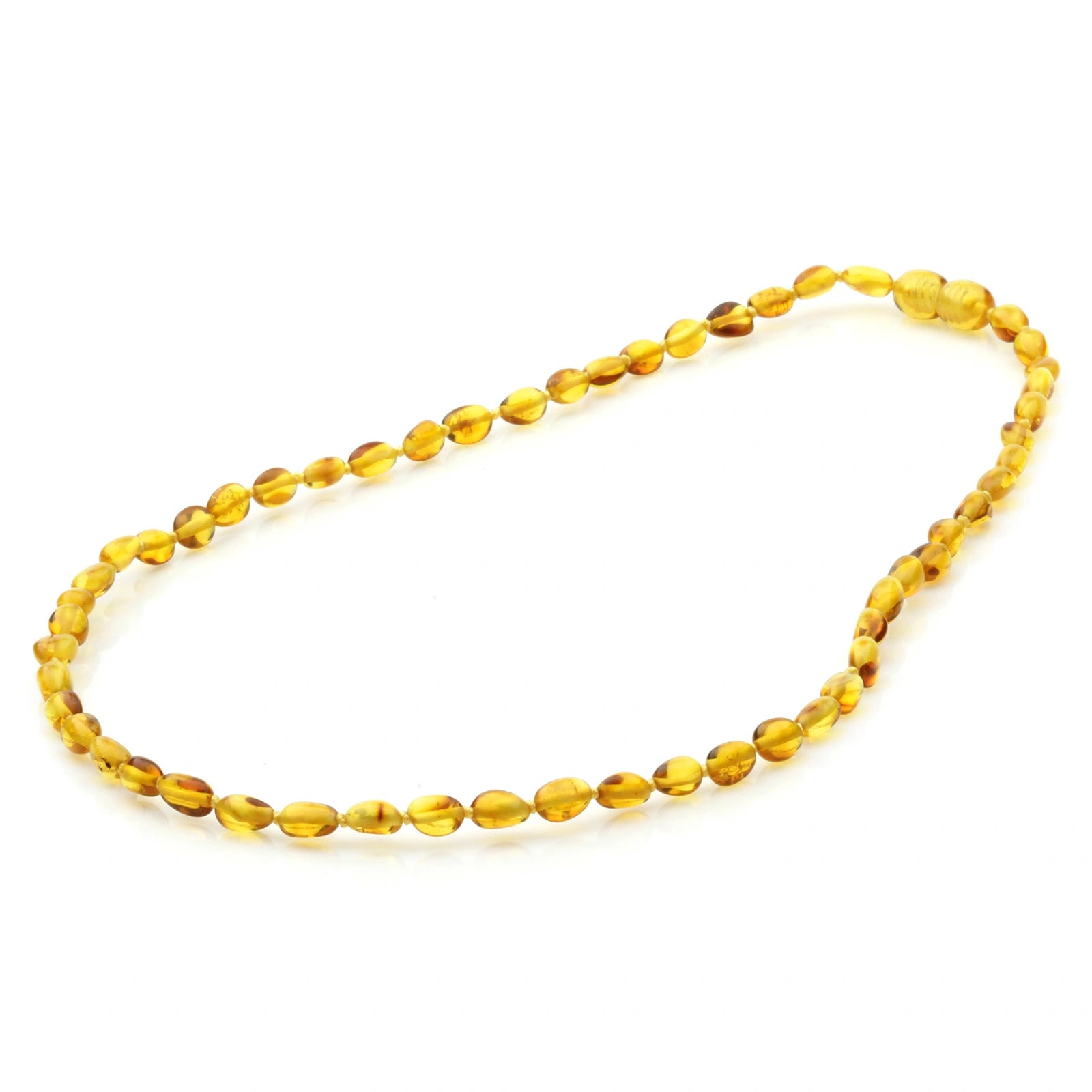 Adult Baltic Amber Necklace. Olive Light Cognac Glossy 5mm - OL39