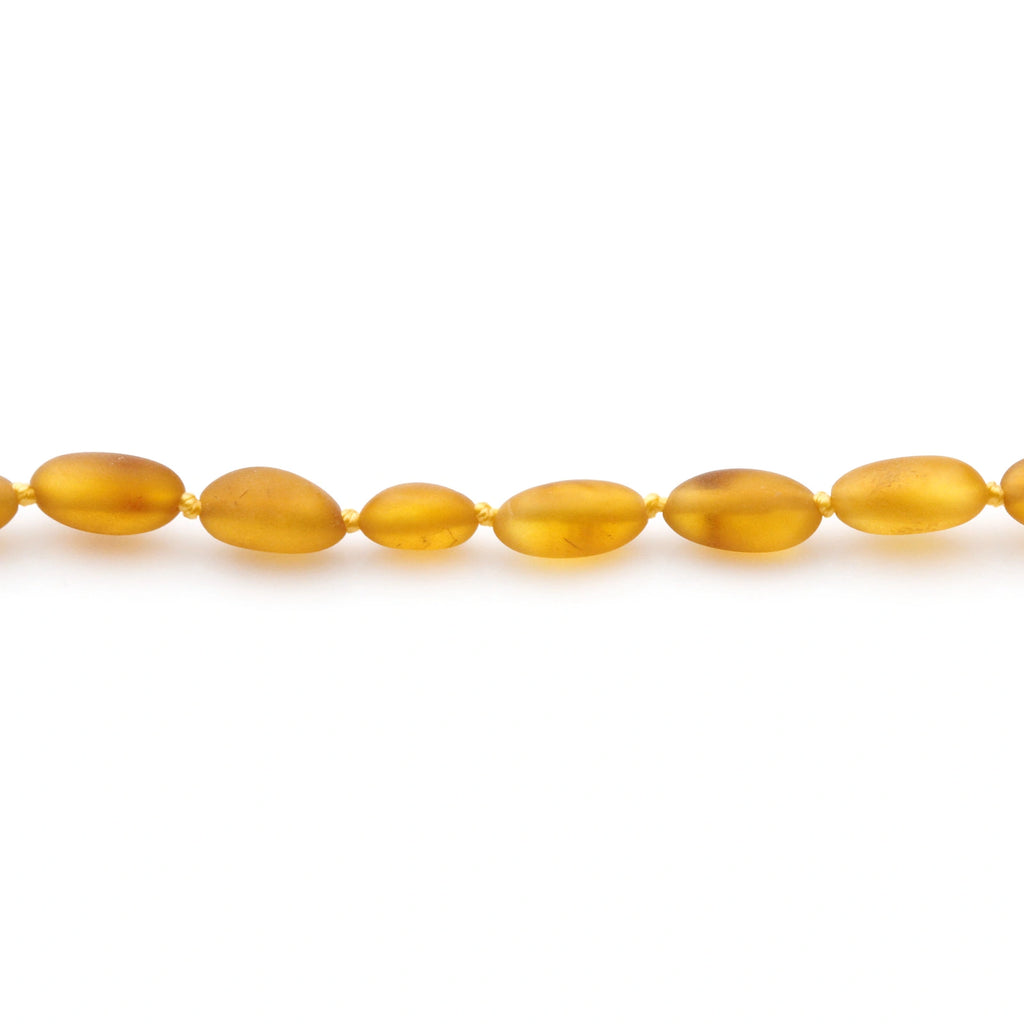 Adult Baltic Amber Necklace. Olive Light Cognac Matte 5mm - OL42