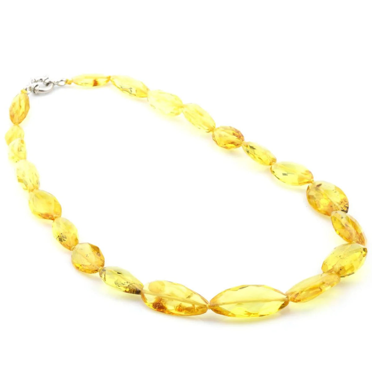 Natural Baltic Amber Necklace with 925 Sterling Silver Clasp Olive 27gr. FBR1