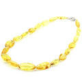 Yellow Baltic amber olive adult necklace with sterling silver