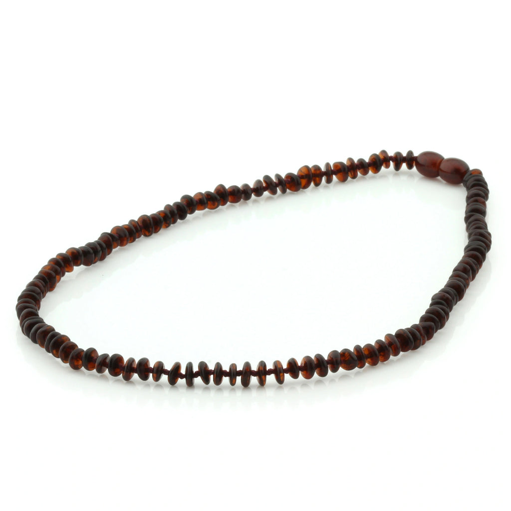 Adult Baltic Amber Necklace. Roundel Dark Cognac 5mm - RO61