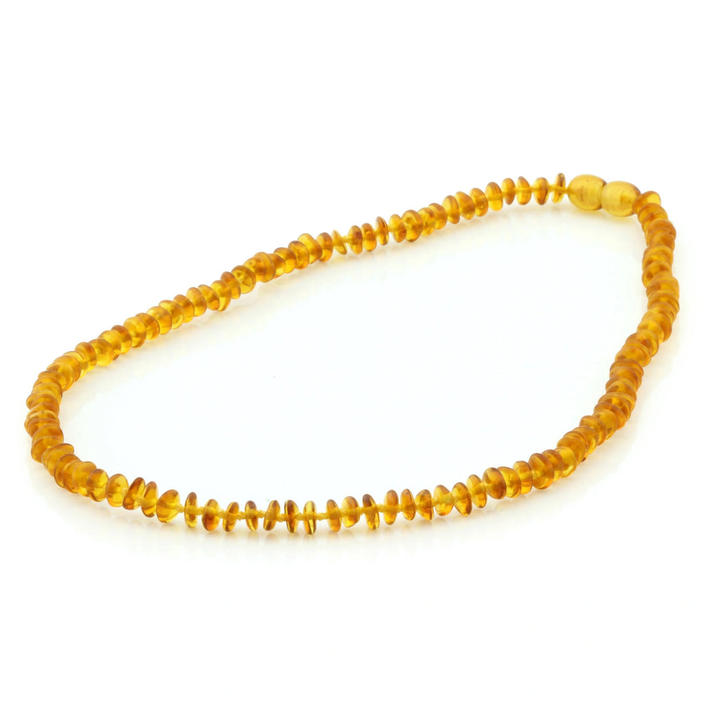 Adult Baltic Amber Necklace. Roundel Light Cognac 5mm - RO62