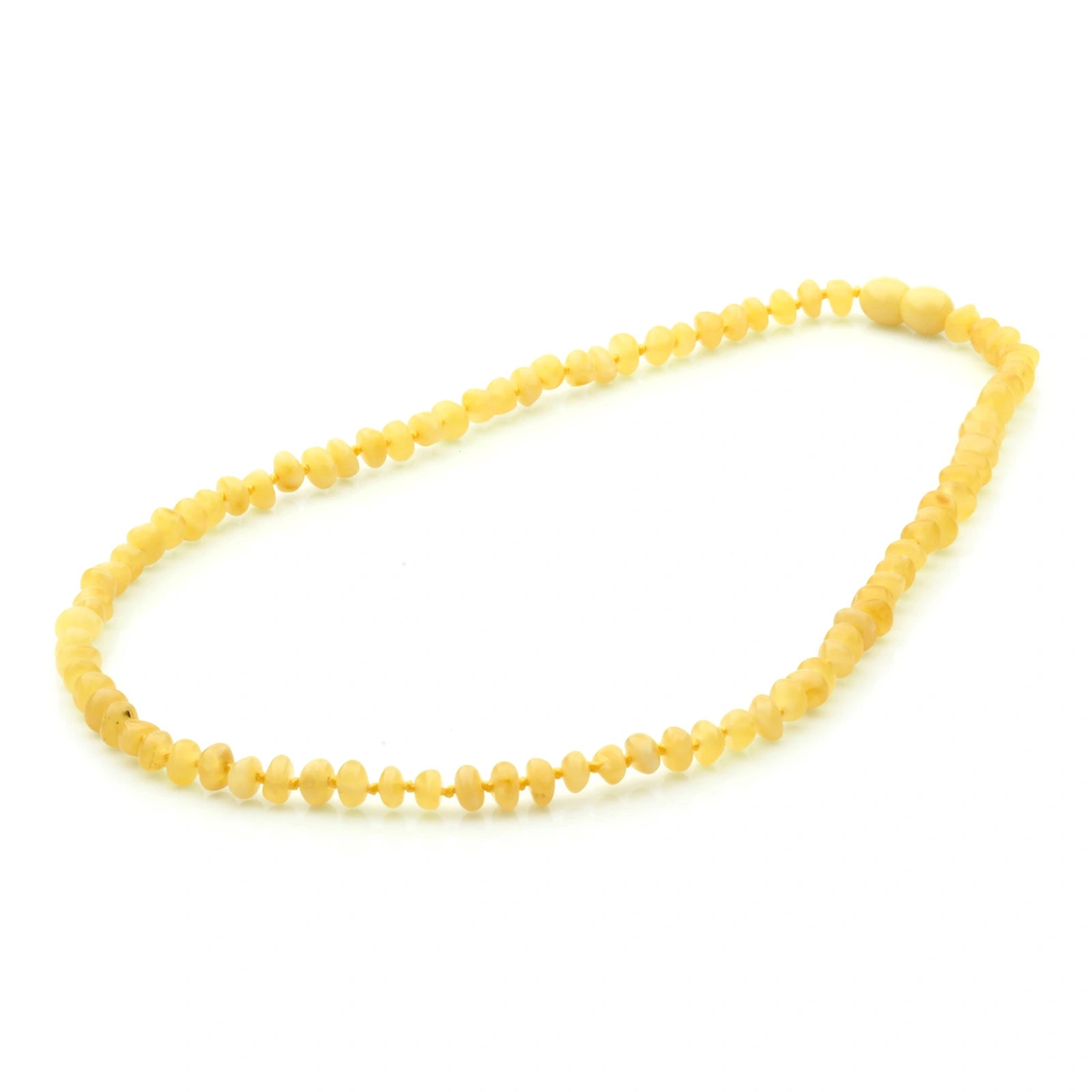Adult Baltic Amber Necklace. Roundel Milky Yellow 5mm - RO79