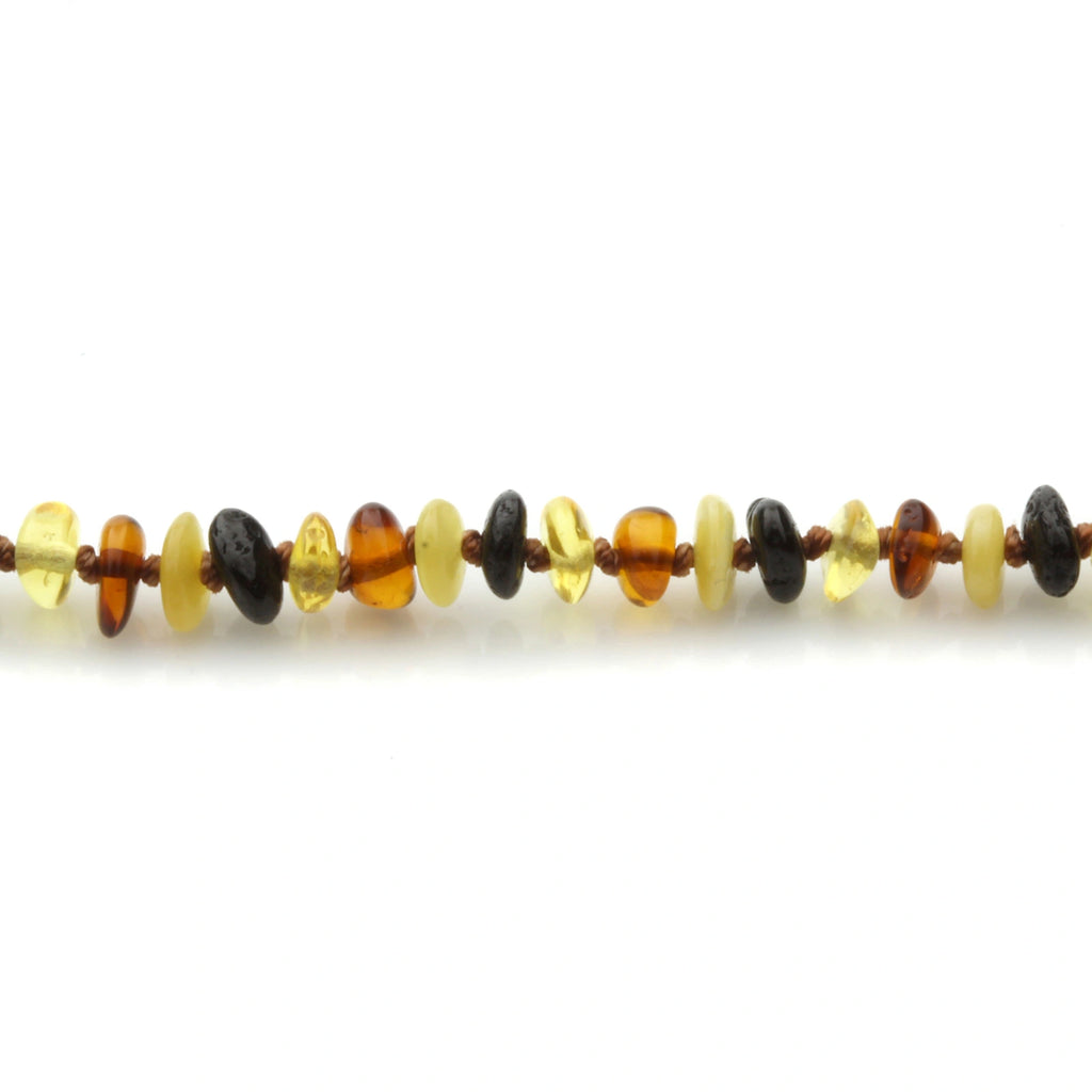 Adult Baltic Amber Necklace. Roundel Multicolour 5mm - RO60