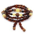 Baltic amber adult bracelet with rudraksha and sterling silver