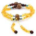 Baltic amber adult bracelet with rudraksha and sterling silver, 37cm