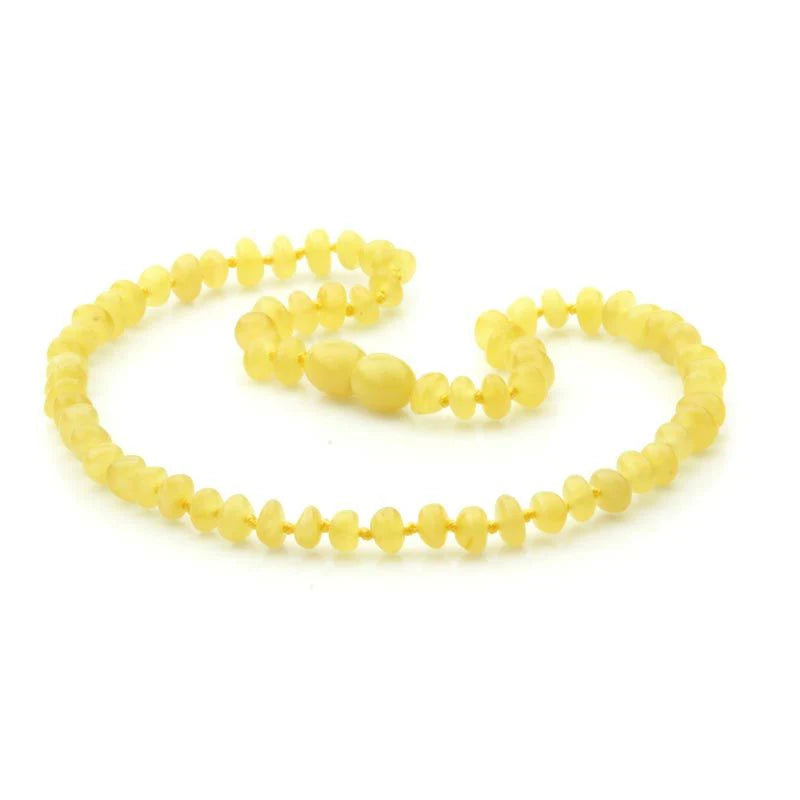 Baltic Amber Teething Necklace. Roundel Milky Yellow 5mm - RO9
