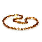 Adult Baltic Amber Necklace. Round Flat Cognac 5x3 mm