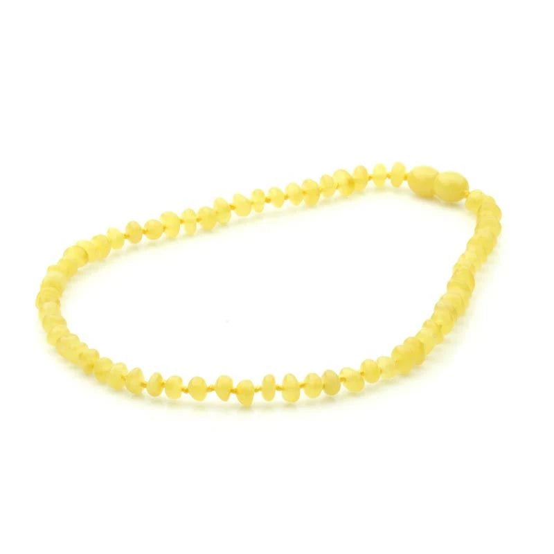 Baltic Amber Teething Necklace. Roundel Milky Yellow 5mm - RO9