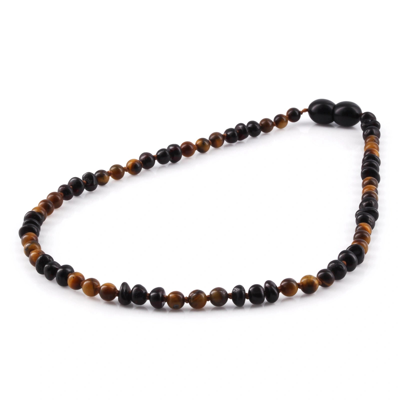 BALTIC AMBER & TIGER EYE TEETHING NECKLACE. LIMITED EDITION. LE486