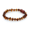 Cognac Baltic amber baroque baby bracelet, 14cm