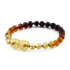 Baltic Amber Teething Bracelet. Baroque Rainbow 5mm - BA65
