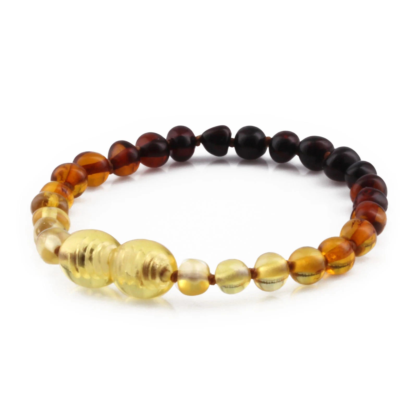 Baltic Amber Teething Bracelet. Baroque Rainbow 5mm - BA65