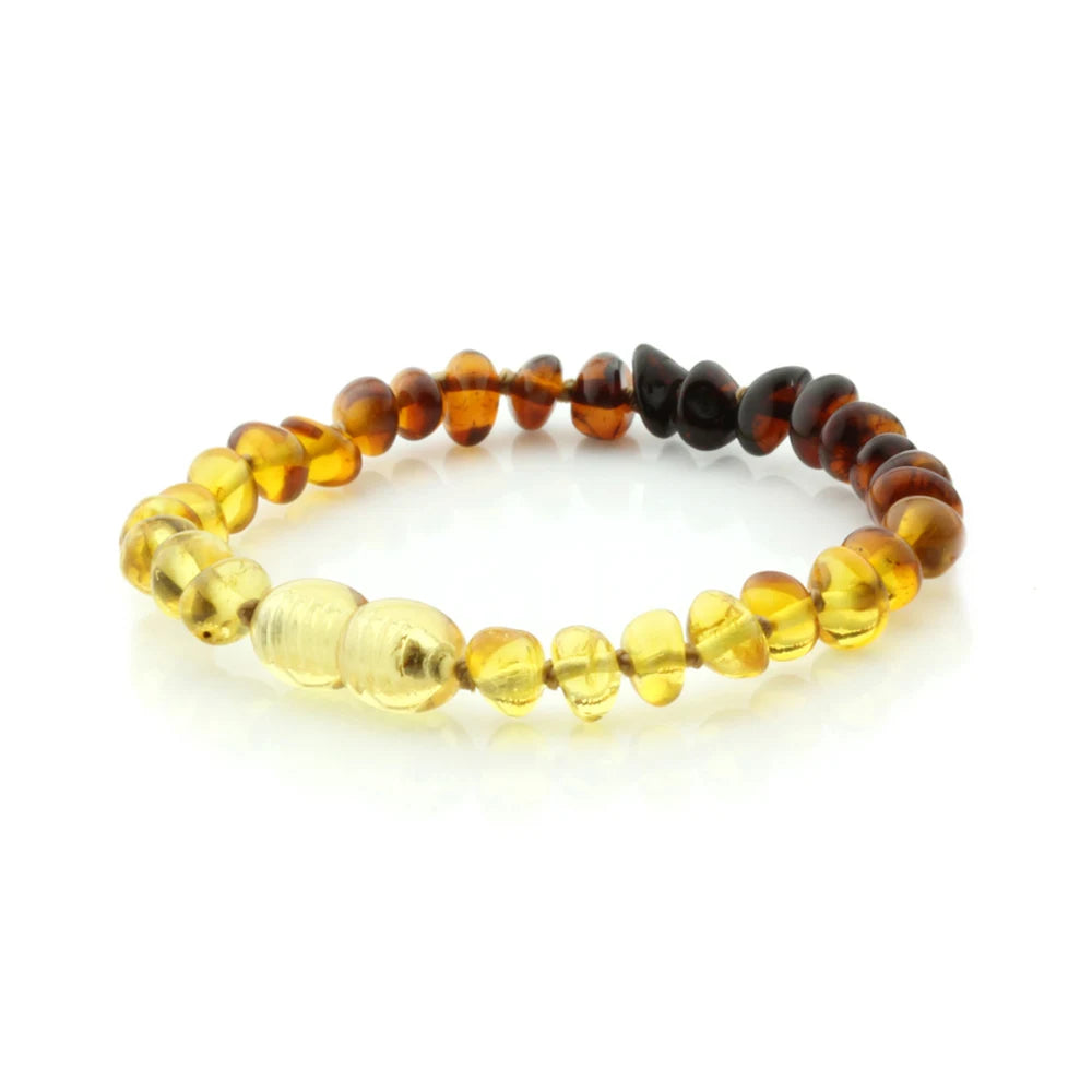 Baltic Amber Teething Bracelet. Baroque Rainbow 5mm - BA64