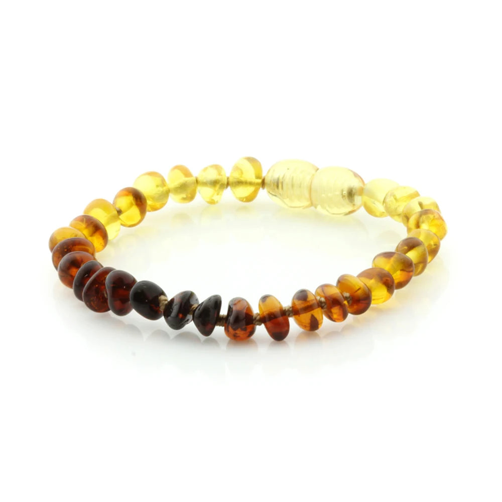 Baltic Amber Teething Bracelet. Baroque Rainbow 5mm - BA64