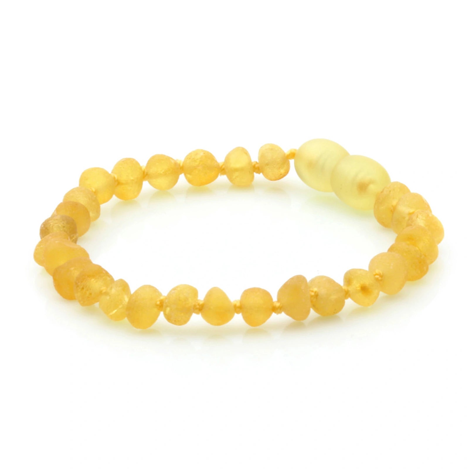 Baltic Amber Teething Bracelet. Baroque Yellow 5mm - BA96