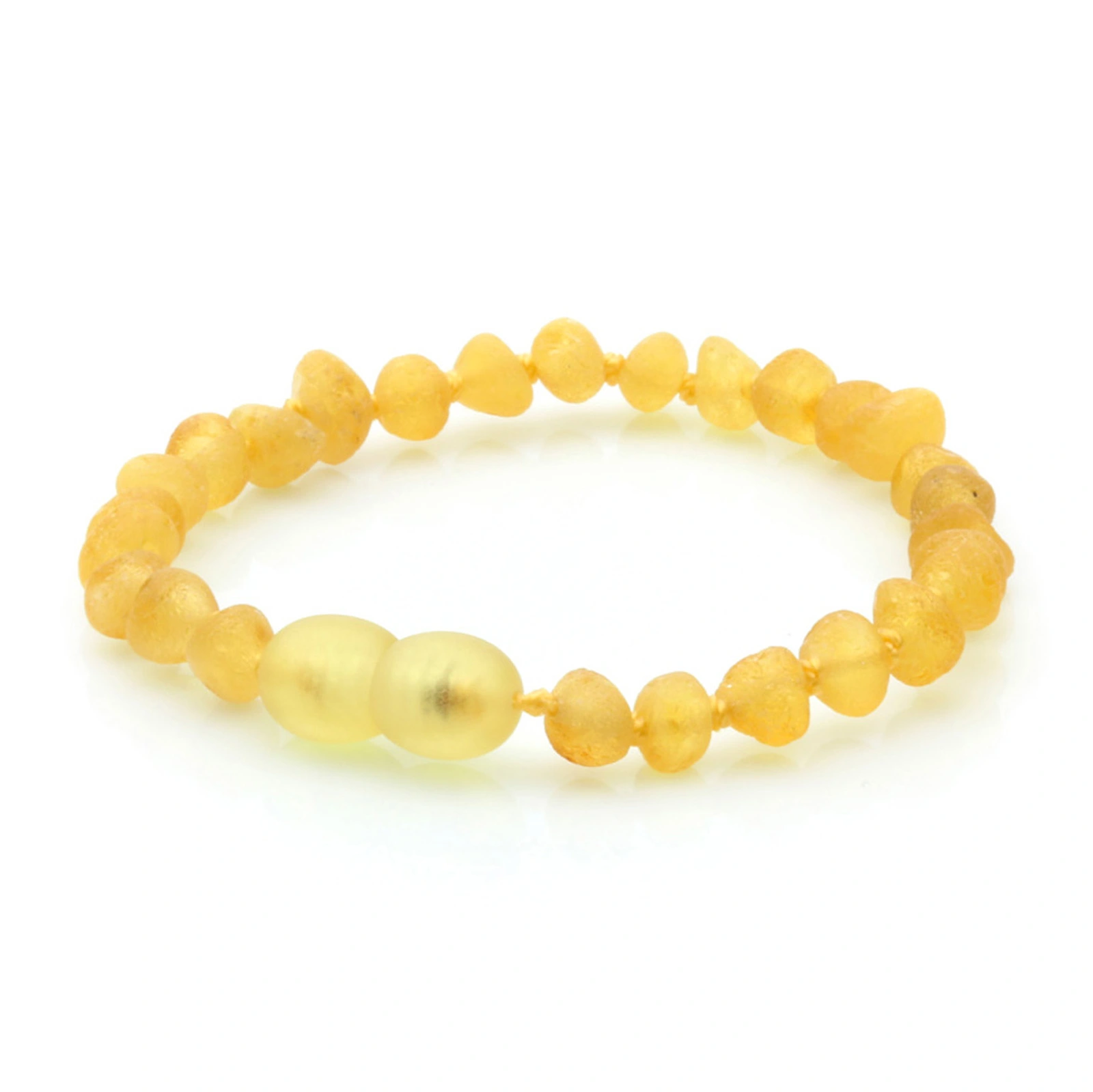 Baltic Amber Teething Bracelet. Baroque Yellow 5mm - BA96