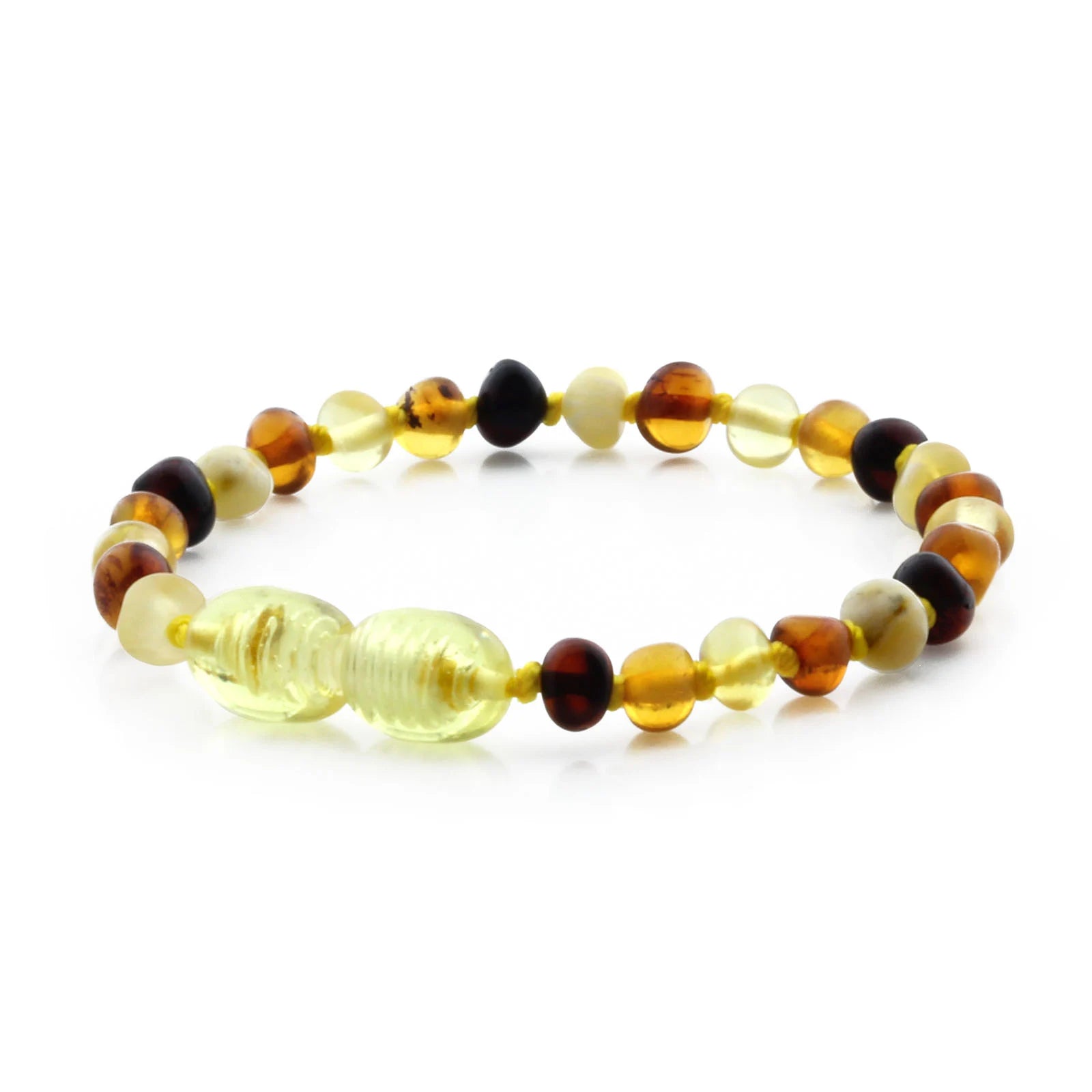 Baltic Amber Teething Bracelet. Baroque Multicolour 4mm - BA99