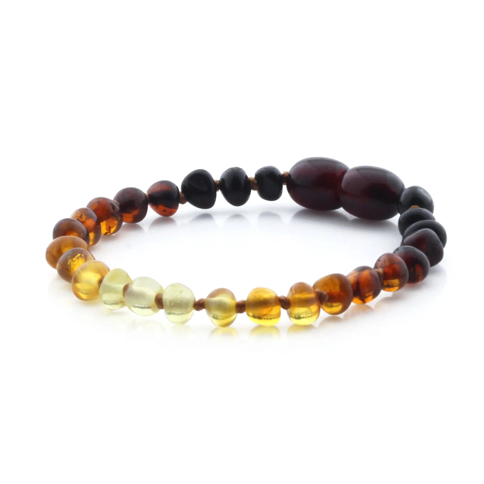 Baltic Amber Teething Bracelet. Baroque Rainbow 4mm - BA98