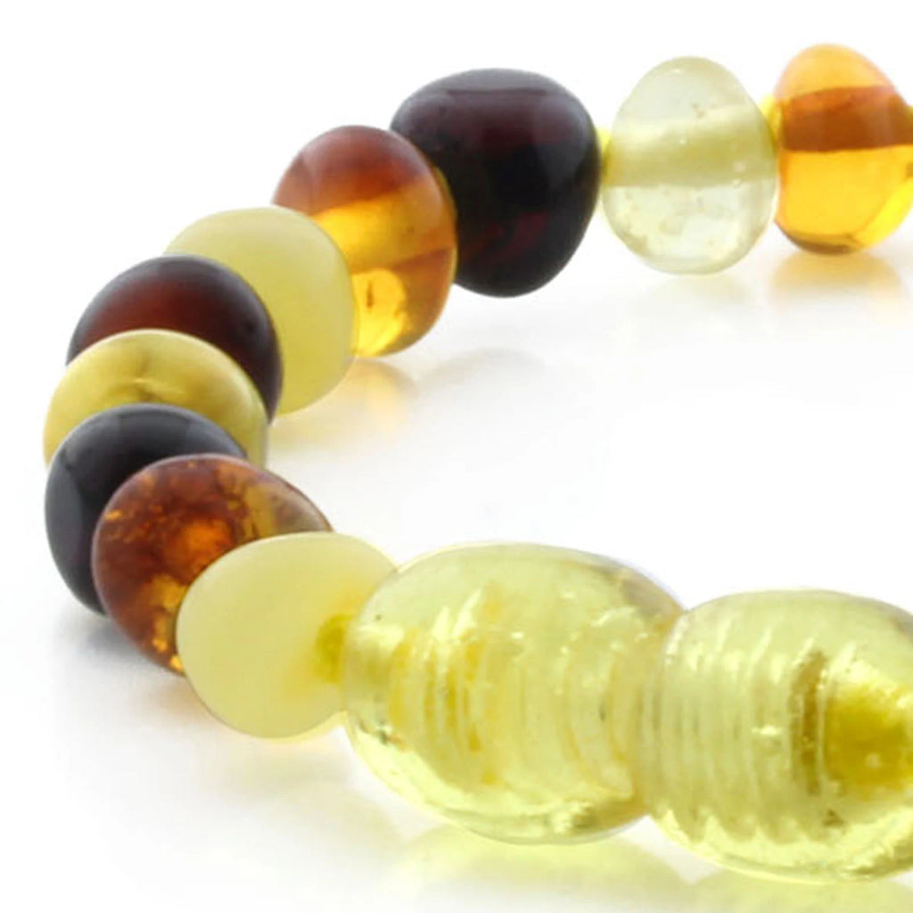 Baltic Amber Teething Bracelet. Baroque Multicolour 5mm - BA79