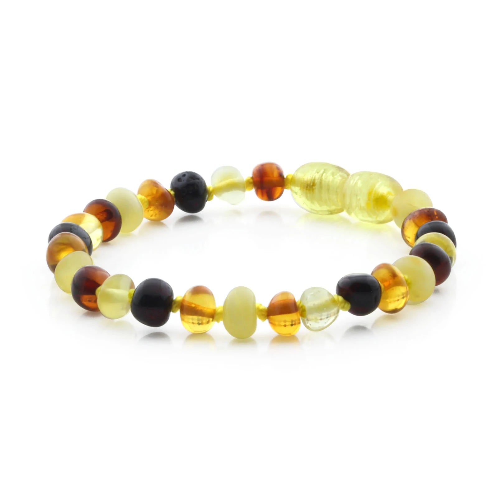 Baltic Amber Teething Bracelet. Baroque Multicolour 5mm - BA79