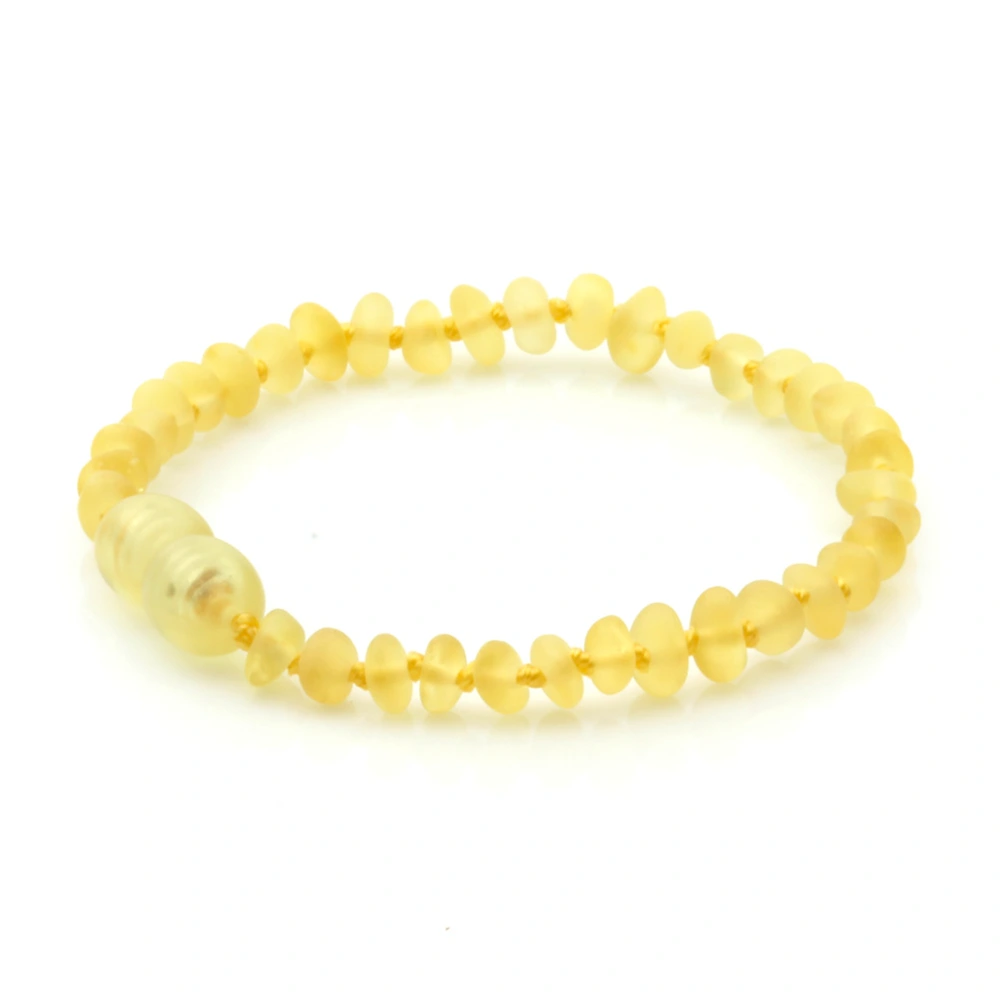 Baltic Amber Teething Bracelet. Baroque Yellow 4mm - BA133