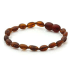 Baltic Amber Teething Bracelet. Olive Dark Cognac Matte 5mm - OL28