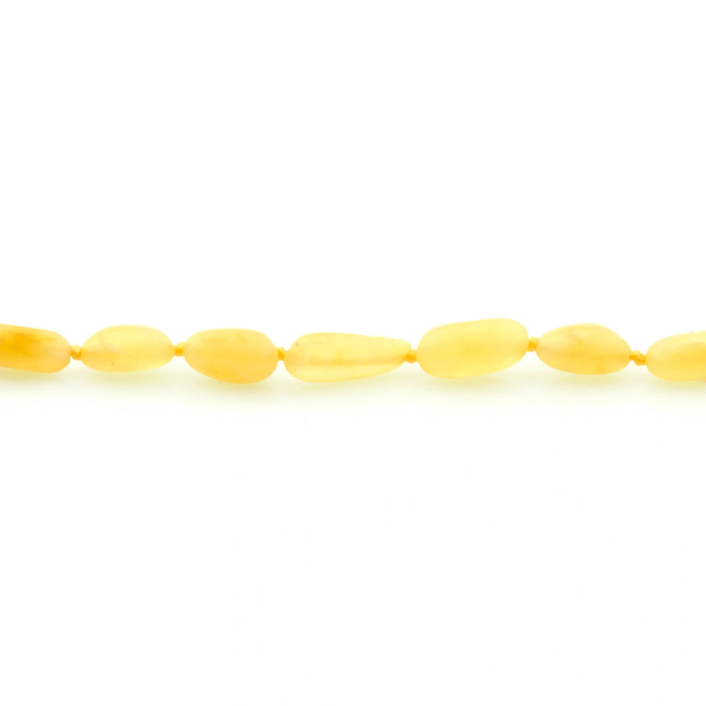 Baltic Amber Teething Bracelet. Olive Milky Yellow Glossy 5mm - OL22