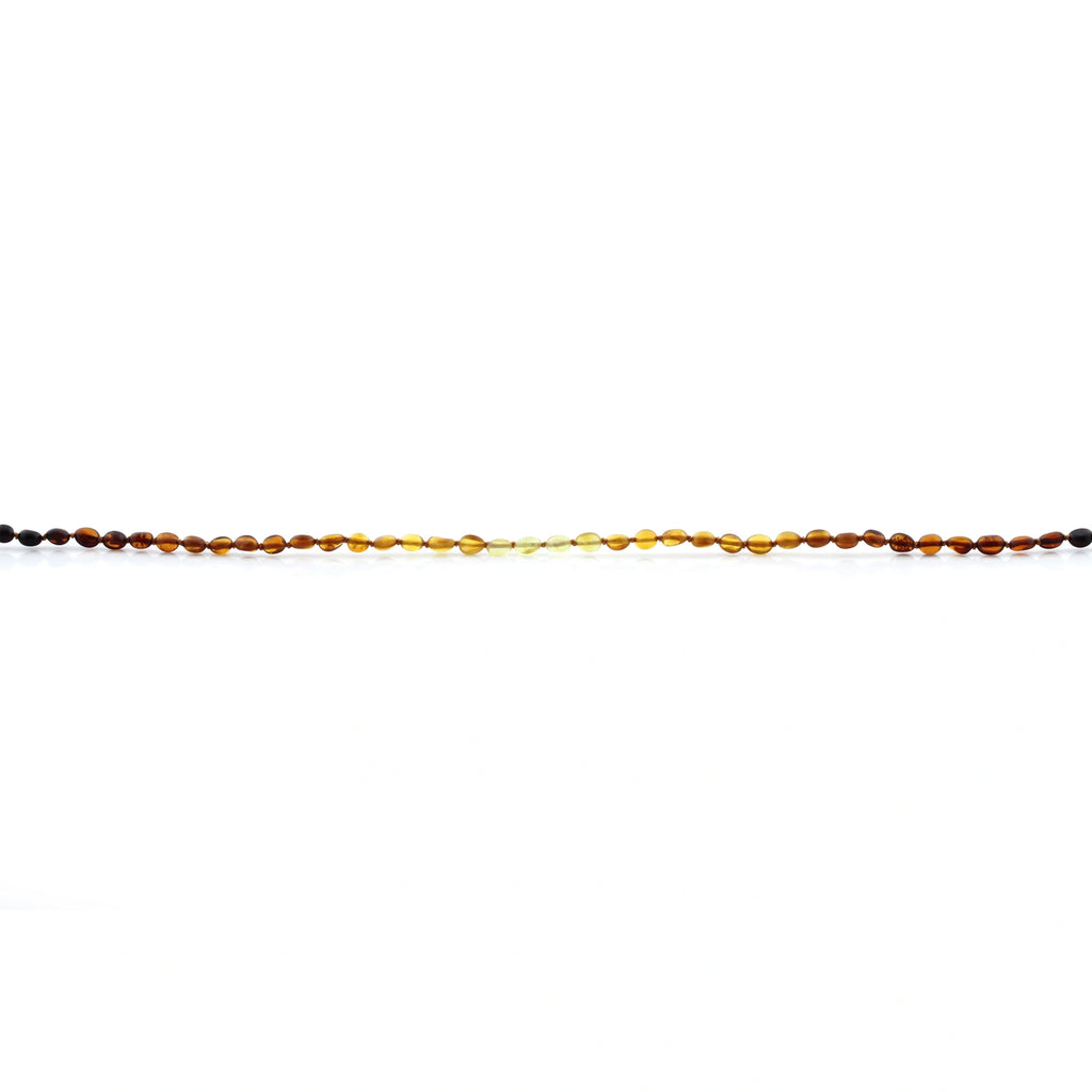 Baltic Amber Teething Bracelet. Olive Rainbow Glossy 5mm - OL20