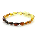 Rainbow Baltic amber olive baby bracelet, 15cm