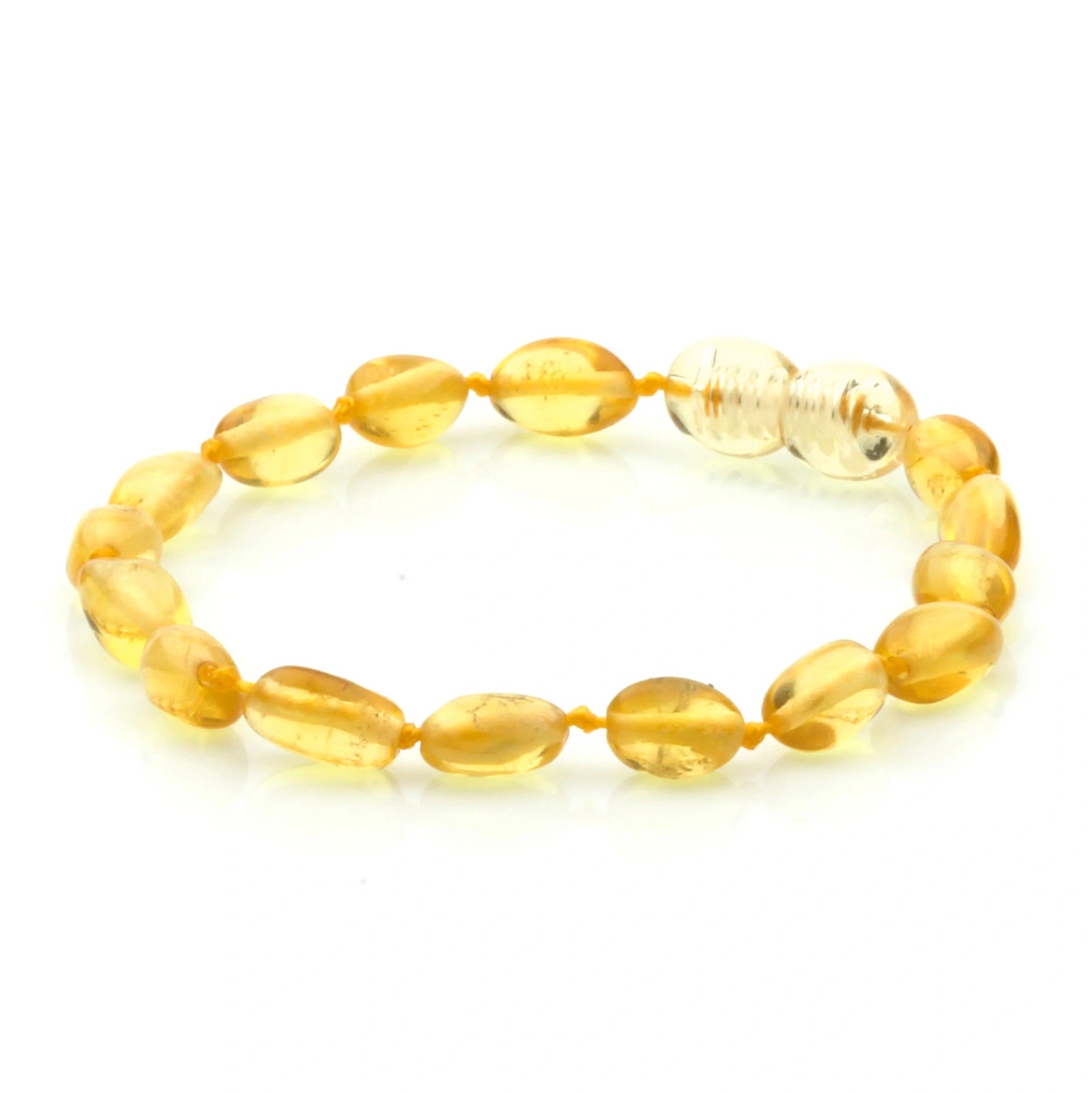 Baltic Amber Teething Bracelet. Olive Yellow Glossy 5mm - OL21