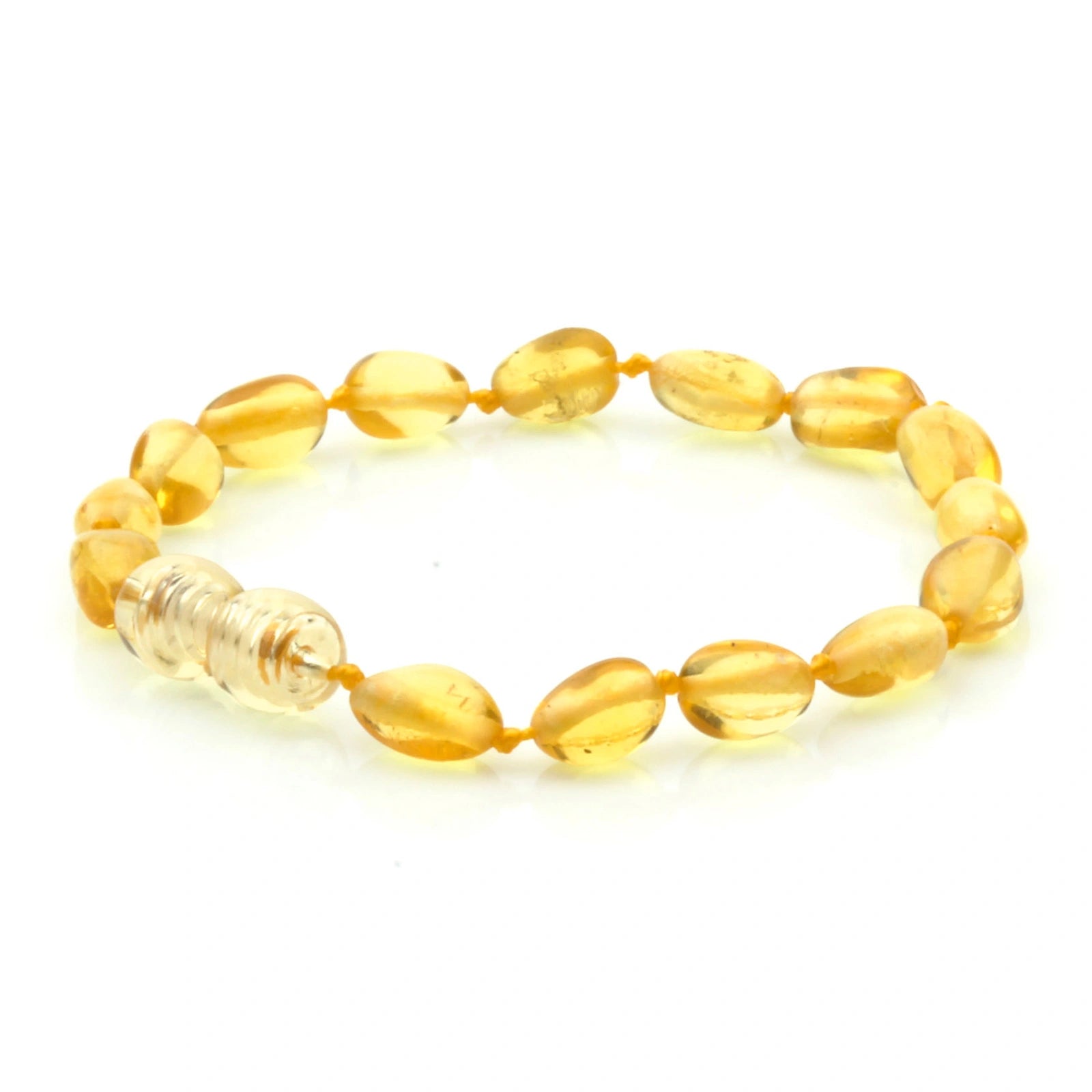 Baltic Amber Teething Bracelet. Olive Yellow Glossy 5mm - OL21