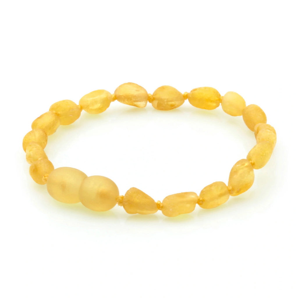 Baltic Amber Teething Bracelet. Olive Yellow Rough 5mm - OL36