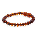 Cognac Baltic amber baroque baby bracelet, 14cm