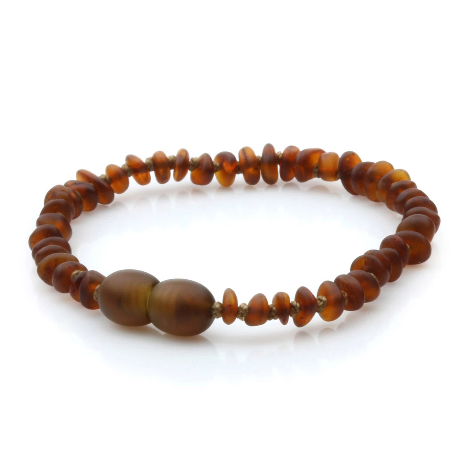 Baltic Amber Teething Bracelet. Roundel Cognac Matte 4mm - RO99