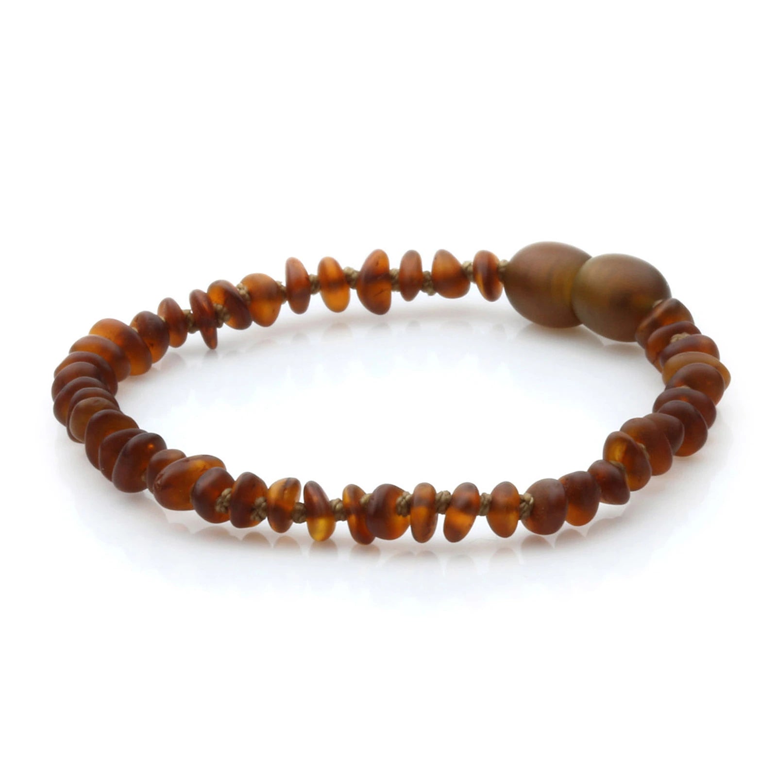 Baltic Amber Teething Bracelet. Roundel Cognac Matte 4mm - RO99