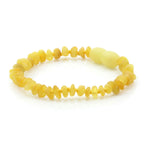 Baltic Amber Teething Bracelet. Roundel Milky Yellow Matte 4mm - RO98