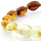 Baltic Amber Teething Bracelet. Olive Rainbow Glossy 5mm - OL66