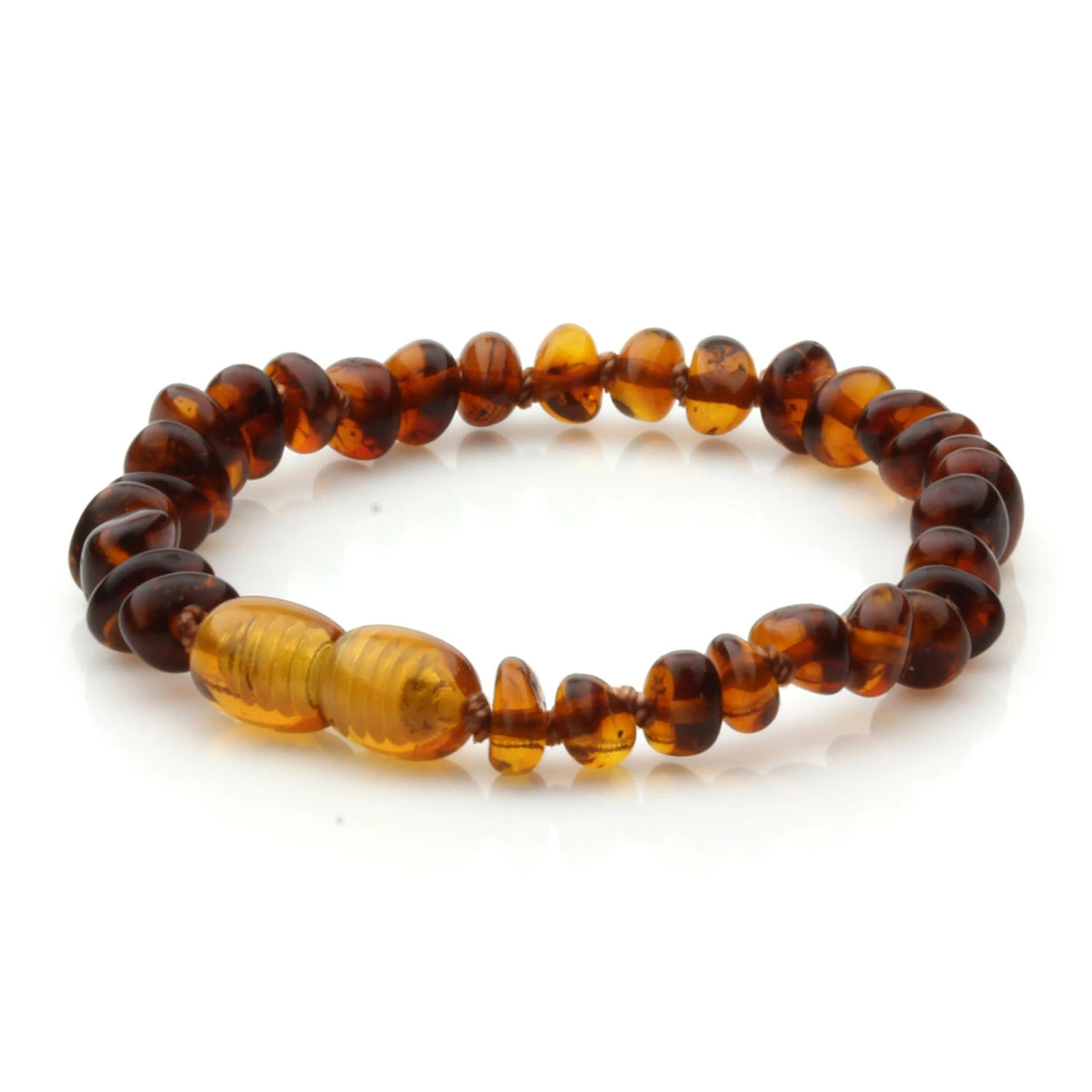 Baltic Amber Teething Bracelet. Roundel Cognac 5mm - RO52