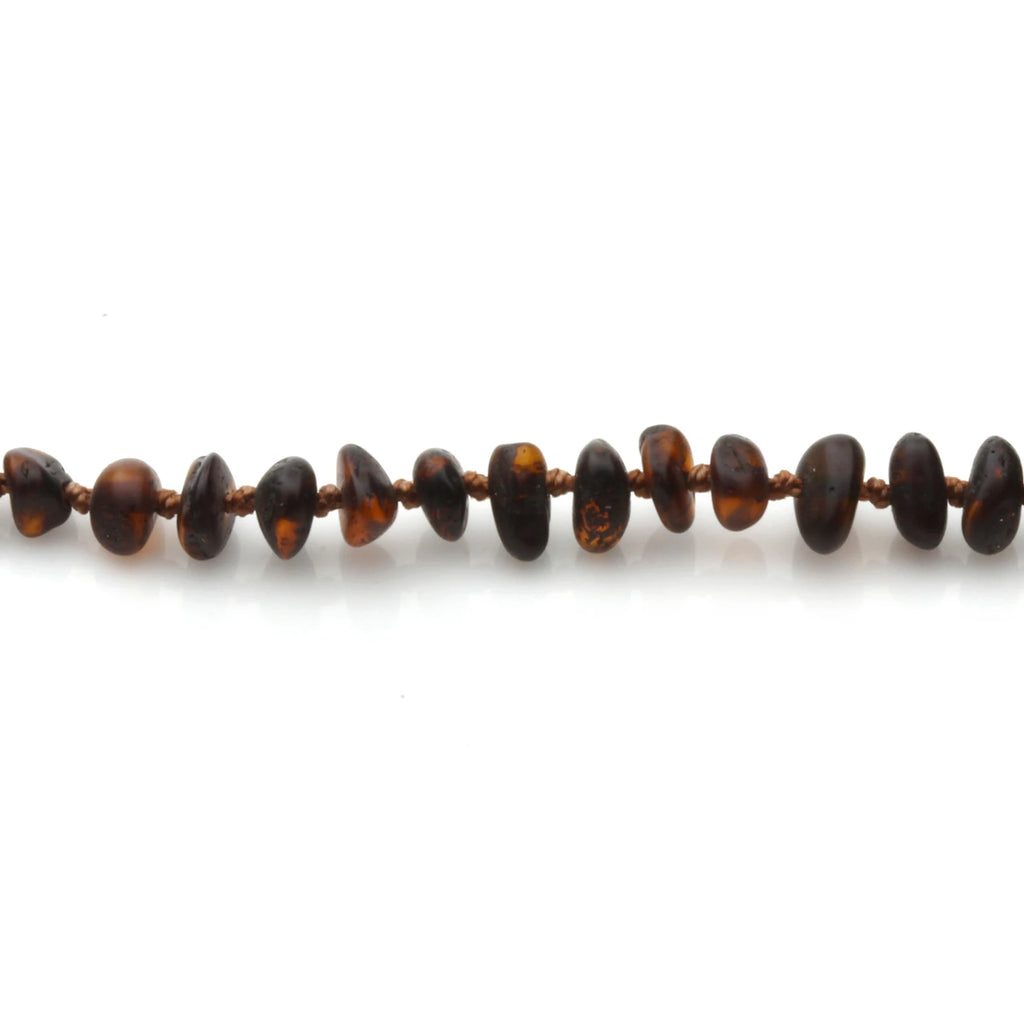 Baltic Amber Teething Bracelet. Roundel Dark Cognac 5mm - RO45